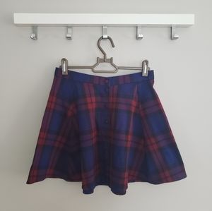 Button Front Plaid Skirt